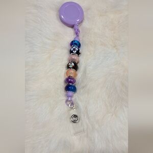 Floral Fantasy Beaded Badge Reel – Lavender, Peach & Bloomy Blues